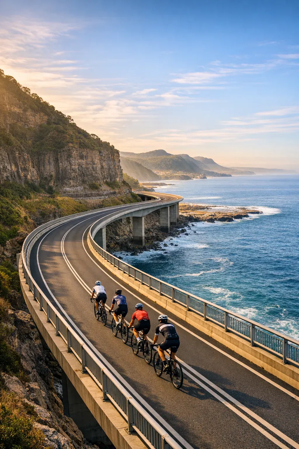 Coastal road curving along a cliff edge
